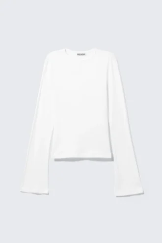 Top de algodón de manga larga – Blanco