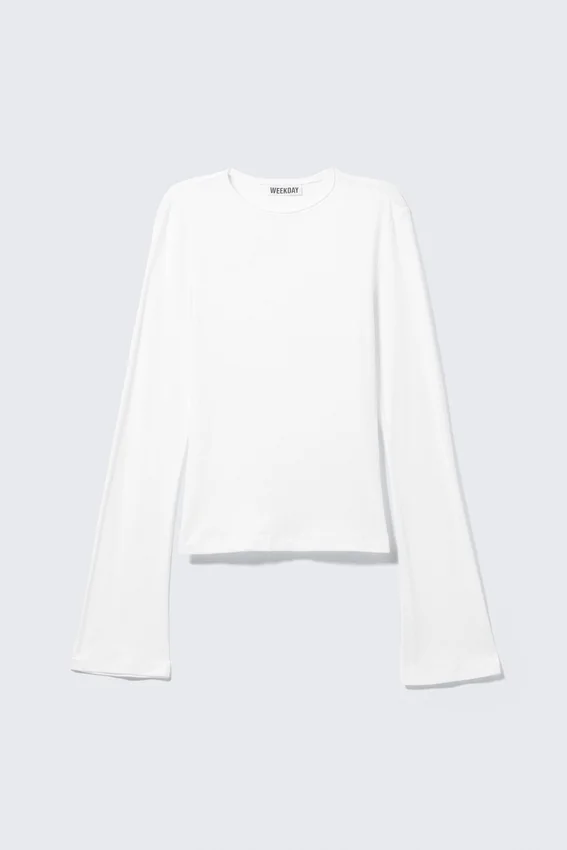 Top de algodón de manga larga – Blanco Top de algodón de manga larga – Blanco