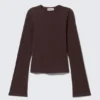 Top de algodón de manga larga – Rayas rojo oscuro Top de algodón de manga larga – Rayas rojo oscuro
