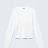 Top de algodón de manga larga y corte entallado – Blanco Top de algodón de manga larga y corte entallado – Blanco