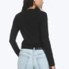 Top de algodón de manga larga y corte entallado – Negro Top de algodón de manga larga y corte entallado – Negro