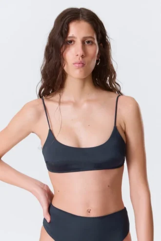 Top de bikini acolchado con lazo – Azul oscuro