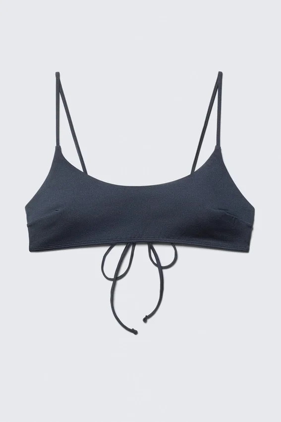 Top de bikini acolchado con lazo – Azul oscuro Top de bikini acolchado con lazo – Azul oscuro