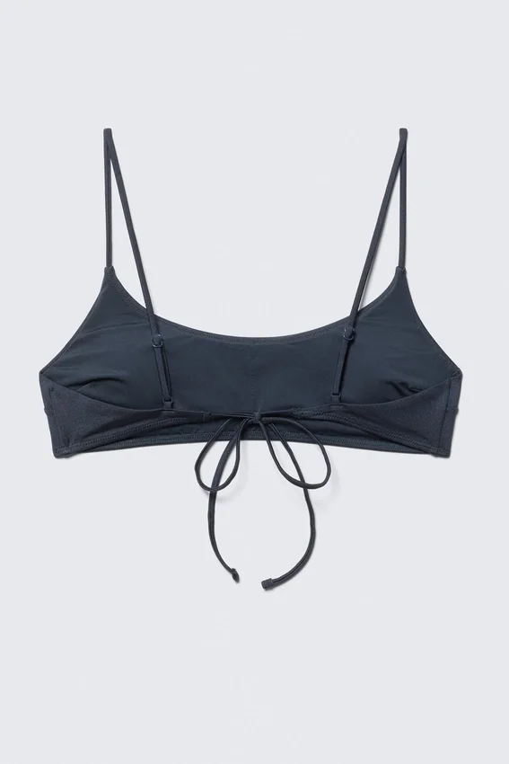 Top de bikini acolchado con lazo – Azul oscuro Top de bikini acolchado con lazo – Azul oscuro