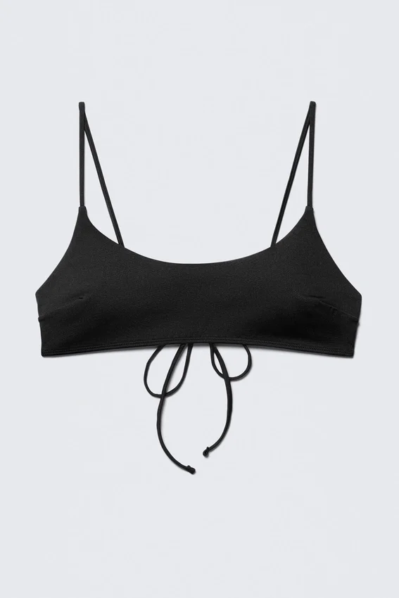 Top de bikini acolchado con lazo – Negro Top de bikini acolchado con lazo – Negro