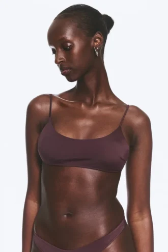Top de bikini acolchado con lazo – Rojo oscuro