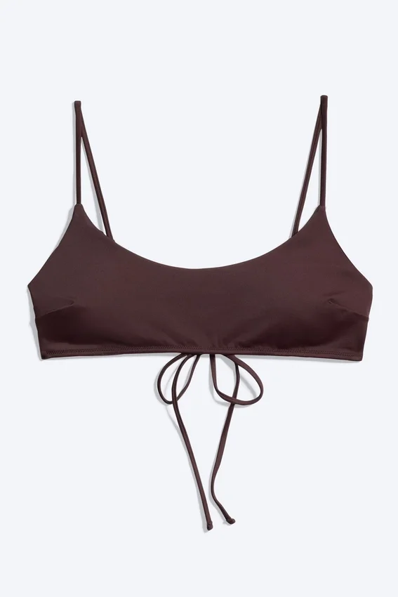 Top de bikini acolchado con lazo – Rojo oscuro Top de bikini acolchado con lazo – Rojo oscuro