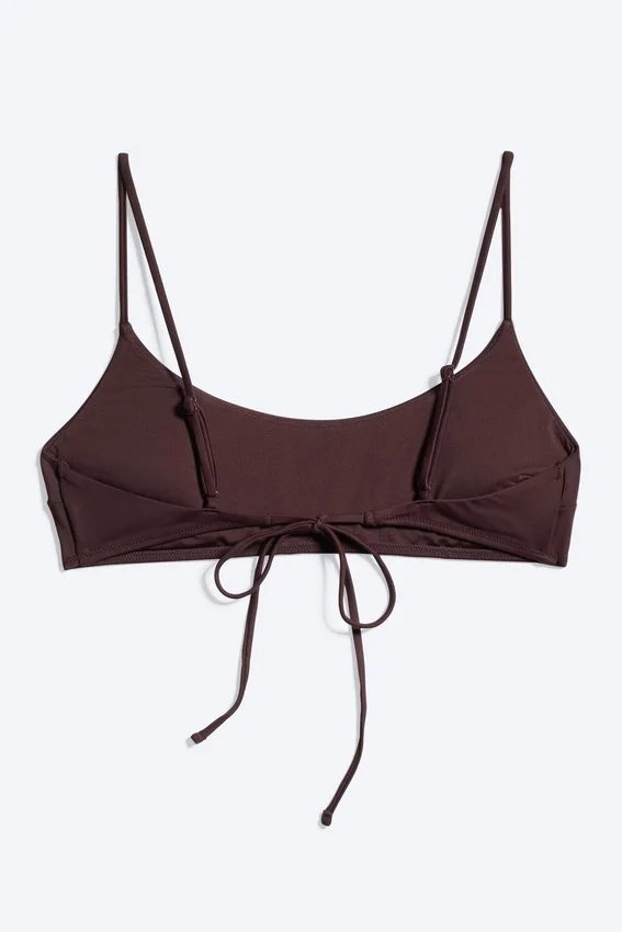 Top de bikini acolchado con lazo – Rojo oscuro Top de bikini acolchado con lazo – Rojo oscuro