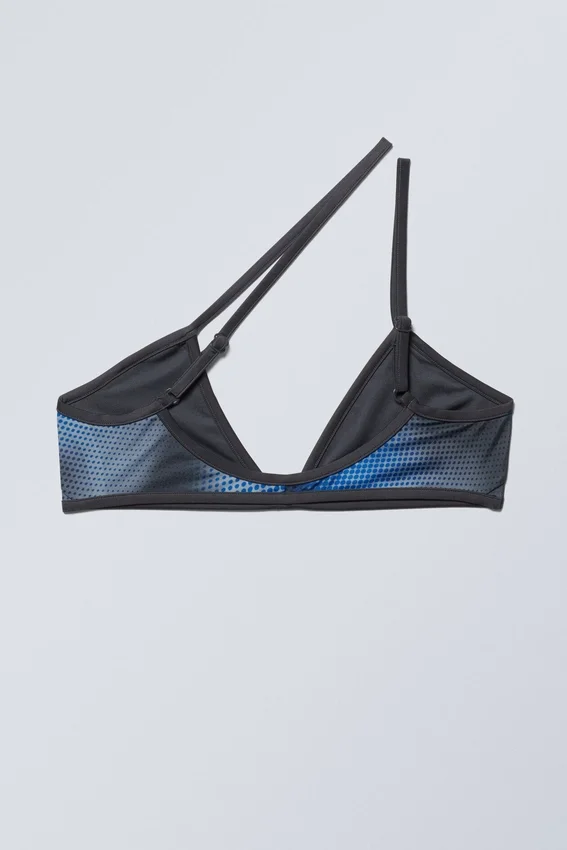 Top de bikini asimétrico con estampado minimalista – Azul Speed Top de bikini asimétrico con estampado minimalista – Azul Speed