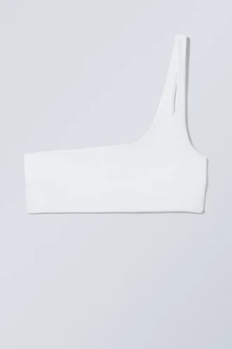 Top de bikini asimétrico de un solo hombro – Blanco