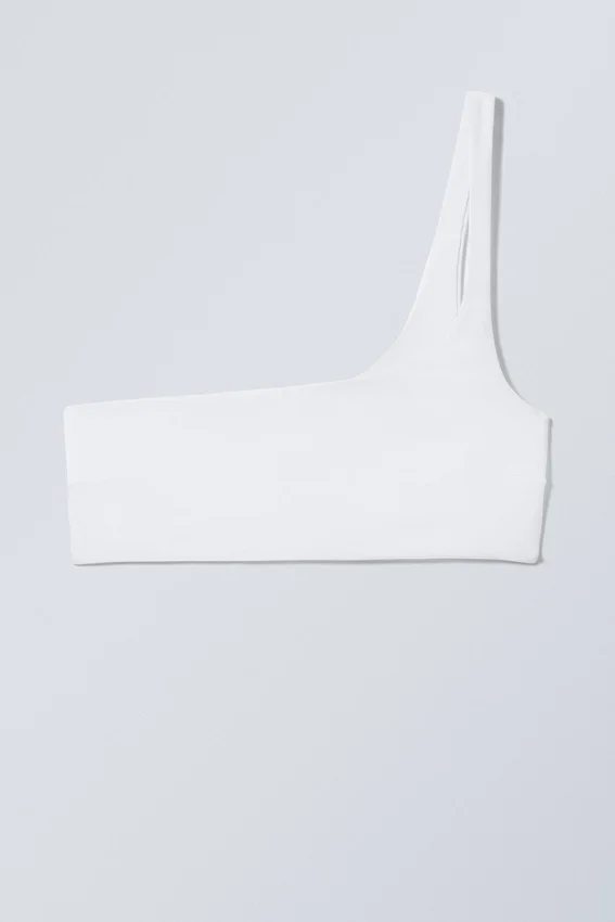 Top de bikini asimétrico de un solo hombro – Blanco Top de bikini asimétrico de un solo hombro – Blanco