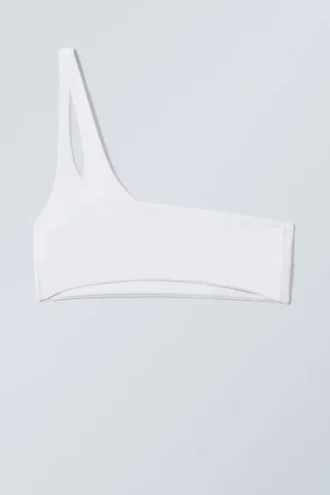 Top de bikini asimétrico de un solo hombro – Blanco