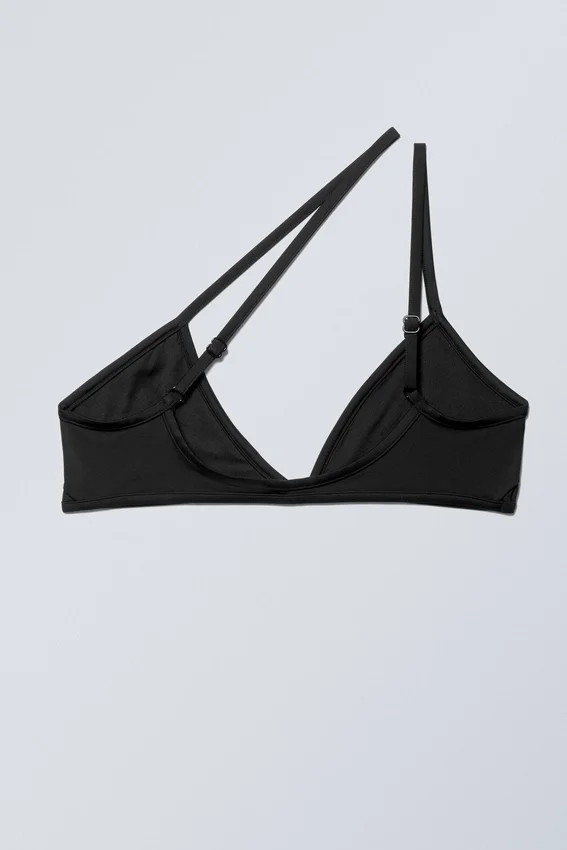 Top de bikini asimétrico tipo jersey – Negro Top de bikini asimétrico tipo jersey – Negro