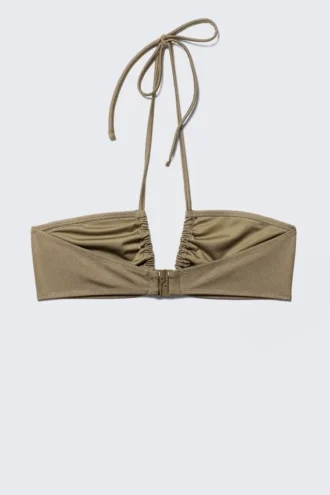 Top de bikini bandeau con fruncidos y cuello halter – Dusty Mole