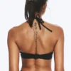 Top de bikini bandeau con fruncidos y cuello halter – Negro