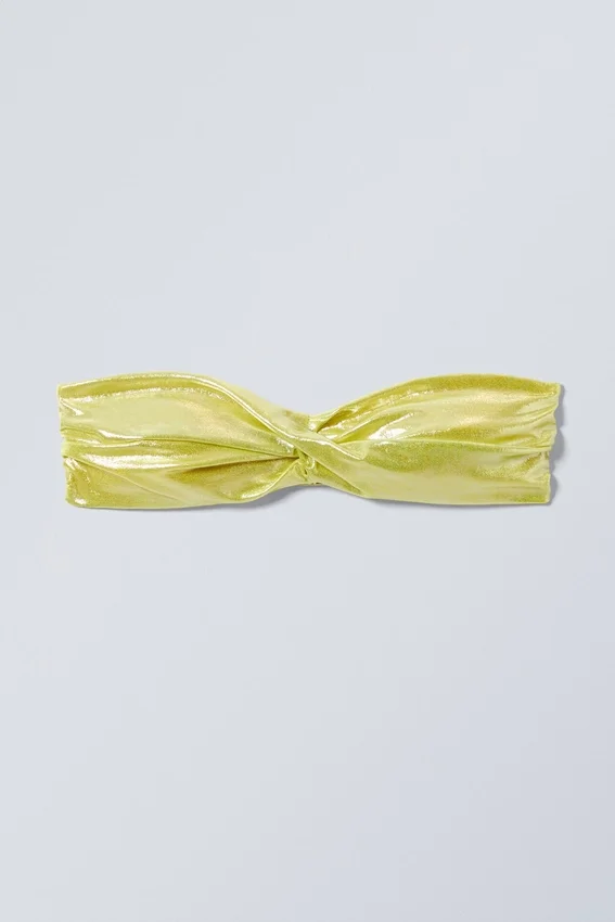 Top de bikini bandeau drapeado – Amarillo brillante Top de bikini bandeau drapeado – Amarillo brillante