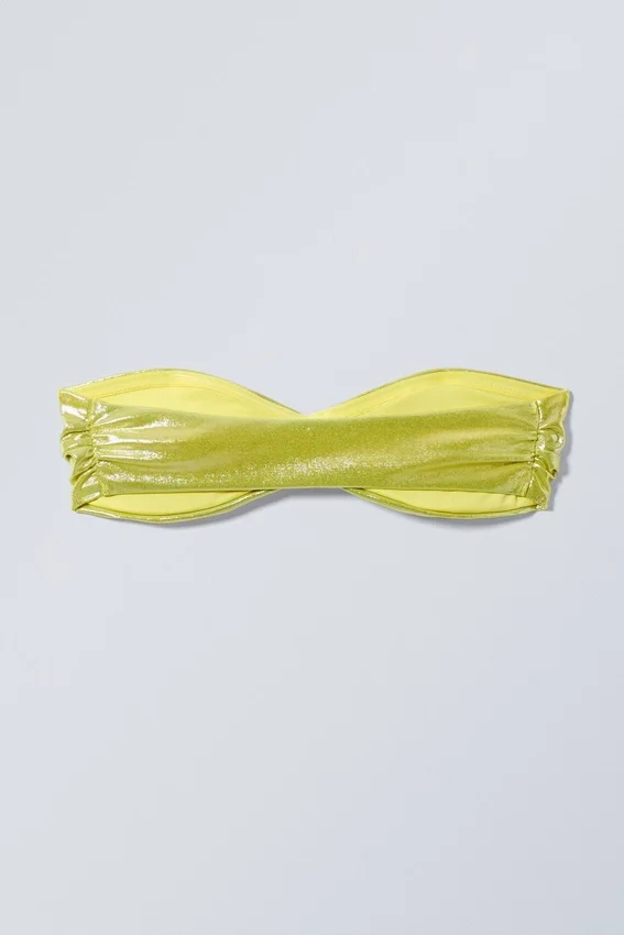 Top de bikini bandeau drapeado – Amarillo brillante Top de bikini bandeau drapeado – Amarillo brillante