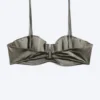 Top de bikini con aros y relleno – Gris empolvado Top de bikini con aros y relleno – Gris empolvado