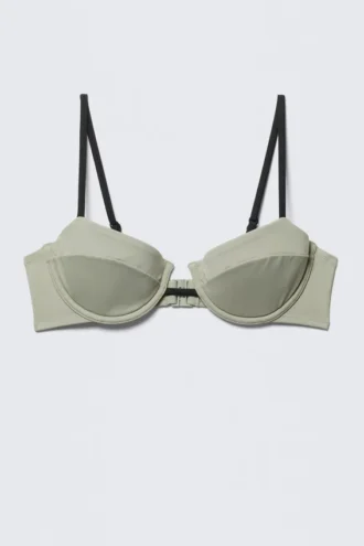 Top de bikini con aros y relleno – Verde caqui claro