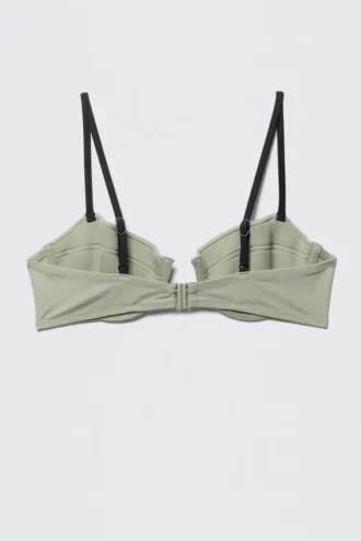 Top de bikini con aros y relleno – Verde caqui claro
