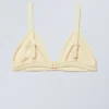 Top de bikini con cuello en V acanalado – Amarillo claro Top de bikini con cuello en V acanalado – Amarillo claro
