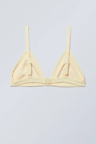 Top de bikini con cuello en V acanalado – Amarillo claro