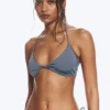 Top de bikini con cuello halter – Azul empolvado – Brillo Top de bikini con cuello halter – Azul empolvado – Brillo
