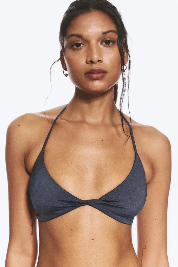 Top de bikini con cuello halter – Azul oscuro Top de bikini con cuello halter – Azul oscuro