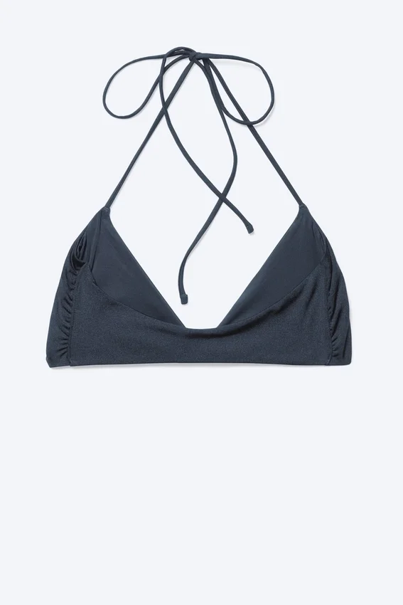 Top de bikini con cuello halter – Azul oscuro Top de bikini con cuello halter – Azul oscuro
