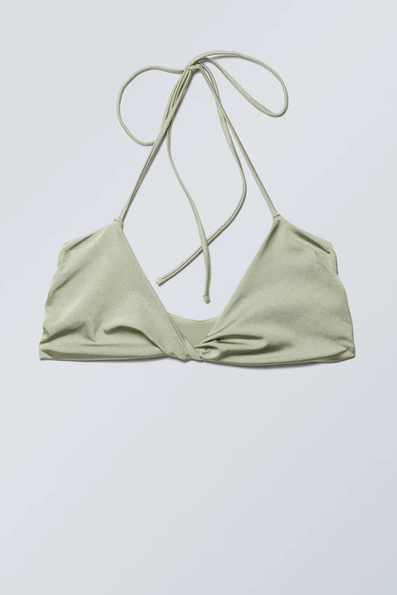 Top de bikini con cuello halter – Caqui claro apagado Top de bikini con cuello halter – Caqui claro apagado