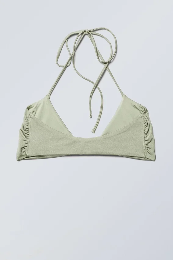 Top de bikini con cuello halter – Caqui claro apagado Top de bikini con cuello halter – Caqui claro apagado