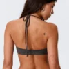 Top de bikini con cuello halter – Gris oscuro Top de bikini con cuello halter – Gris oscuro