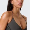 Top de bikini con cuello halter – Gris oscuro Top de bikini con cuello halter – Gris oscuro