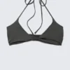 Top de bikini con cuello halter – Gris oscuro Top de bikini con cuello halter – Gris oscuro
