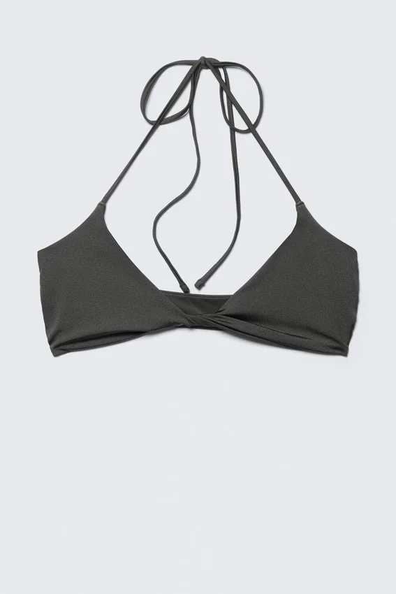 Top de bikini con cuello halter – Gris oscuro Top de bikini con cuello halter – Gris oscuro