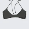 Top de bikini con cuello halter – Gris oscuro Top de bikini con cuello halter – Gris oscuro