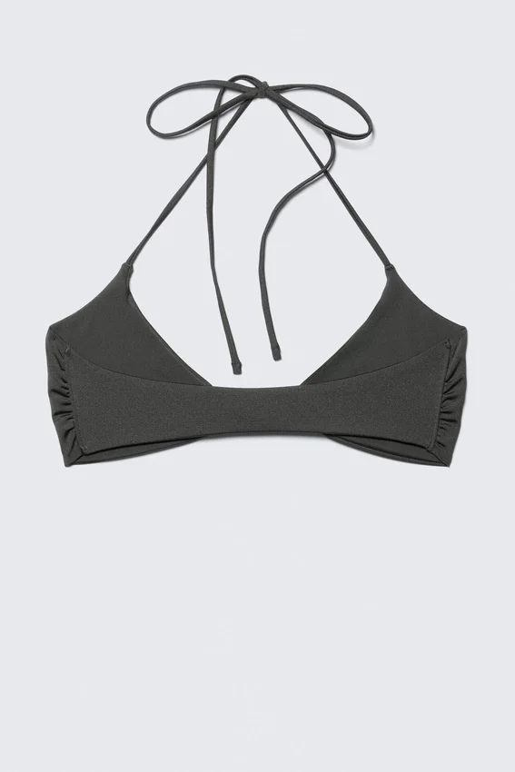 Top de bikini con cuello halter – Gris oscuro Top de bikini con cuello halter – Gris oscuro
