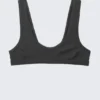 Top de bikini con cuello redondo acanalado – Gris oscuro Top de bikini con cuello redondo acanalado – Gris oscuro