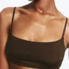 Top de bikini con cuello redondo – Marrón oscuro Top de bikini con cuello redondo – Marrón oscuro