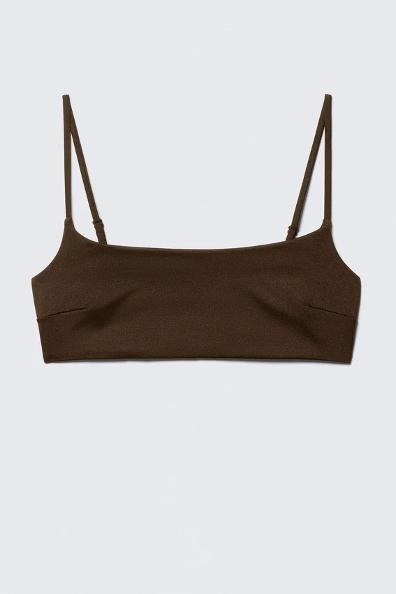 Top de bikini con cuello redondo – Marrón oscuro Top de bikini con cuello redondo – Marrón oscuro
