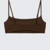 Top de bikini con cuello redondo – Marrón oscuro Top de bikini con cuello redondo – Marrón oscuro
