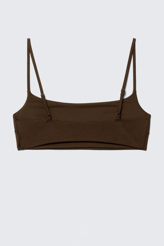 Top de bikini con cuello redondo – Marrón oscuro Top de bikini con cuello redondo – Marrón oscuro
