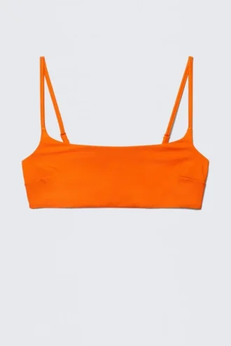 Top de bikini con cuello redondo – Naranja brillante