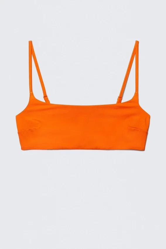 Top de bikini con cuello redondo – Naranja brillante Top de bikini con cuello redondo – Naranja brillante