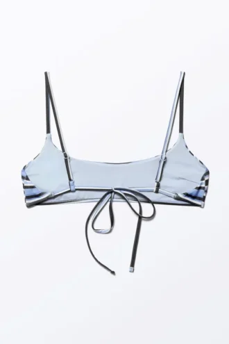 Top de bikini con cuello redondo – Rayas azules