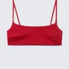 Top de bikini con cuello redondo – Rojo brillante Top de bikini con cuello redondo – Rojo brillante