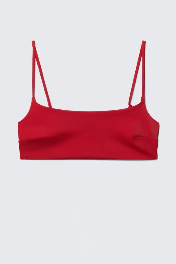 Top de bikini con cuello redondo – Rojo brillante Top de bikini con cuello redondo – Rojo brillante