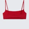 Top de bikini con cuello redondo – Rojo brillante Top de bikini con cuello redondo – Rojo brillante