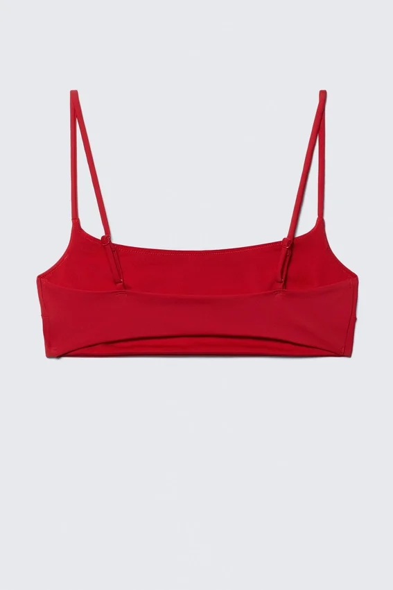 Top de bikini con cuello redondo – Rojo brillante Top de bikini con cuello redondo – Rojo brillante