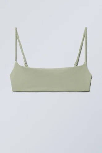 Top de bikini con cuello redondo – Verde caqui claro Top de bikini con cuello redondo – Verde caqui claro
